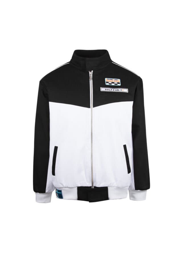 Designer bomber jacket black and white