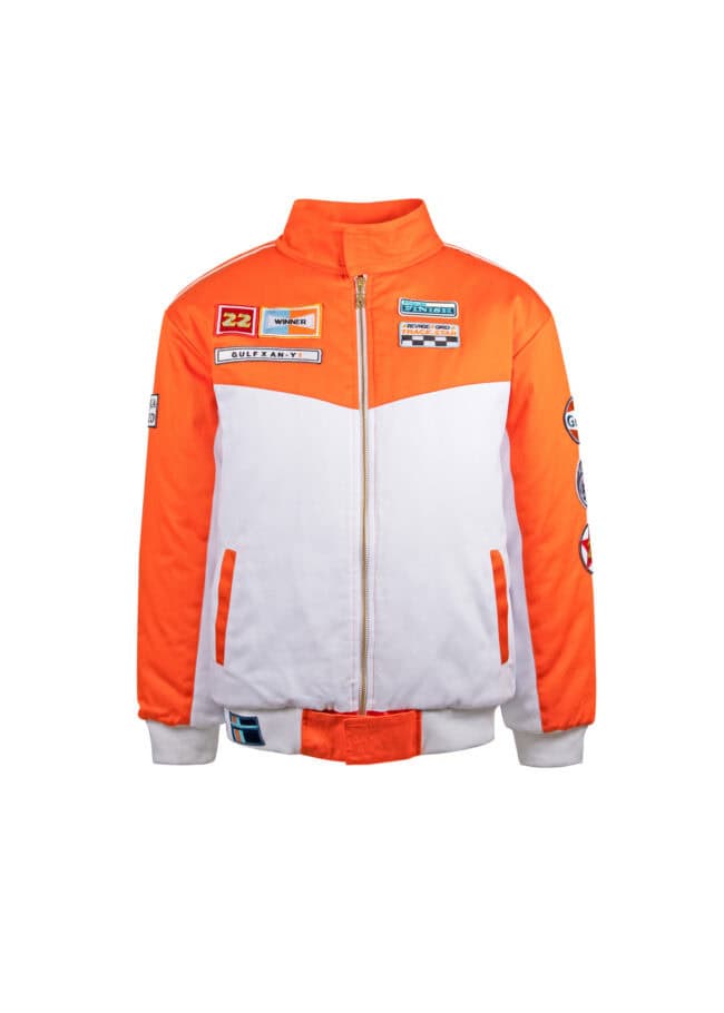 Designer bomber jacket orange and white