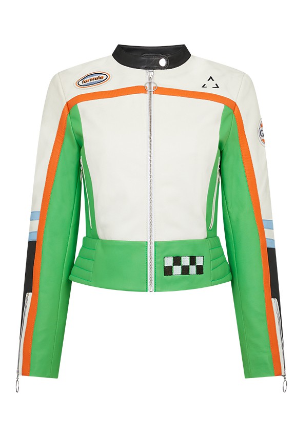 Green moto jacket in buttery soft leather